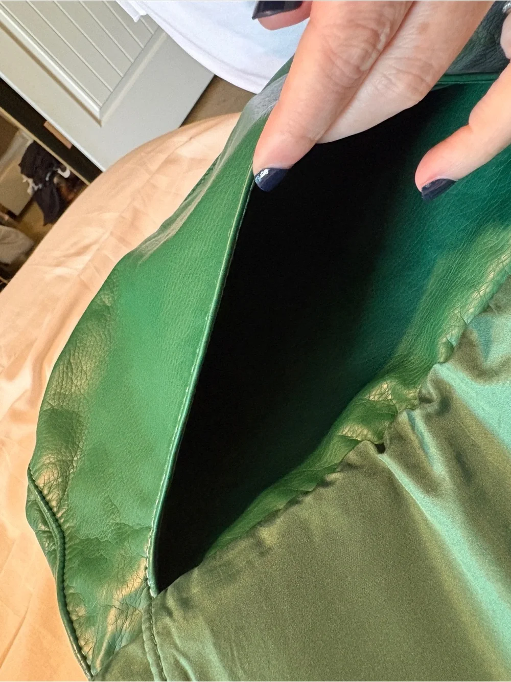 Emerald Green Faux Leather Slouchy Hobo Shoulder Bag
